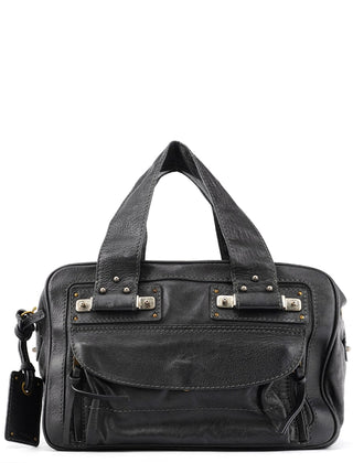 Chloe Black Leather Pocket Tote Bag