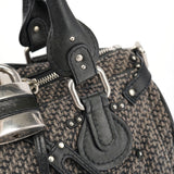 Chloé Black Leather Tweed Paddington Shoulder Bag