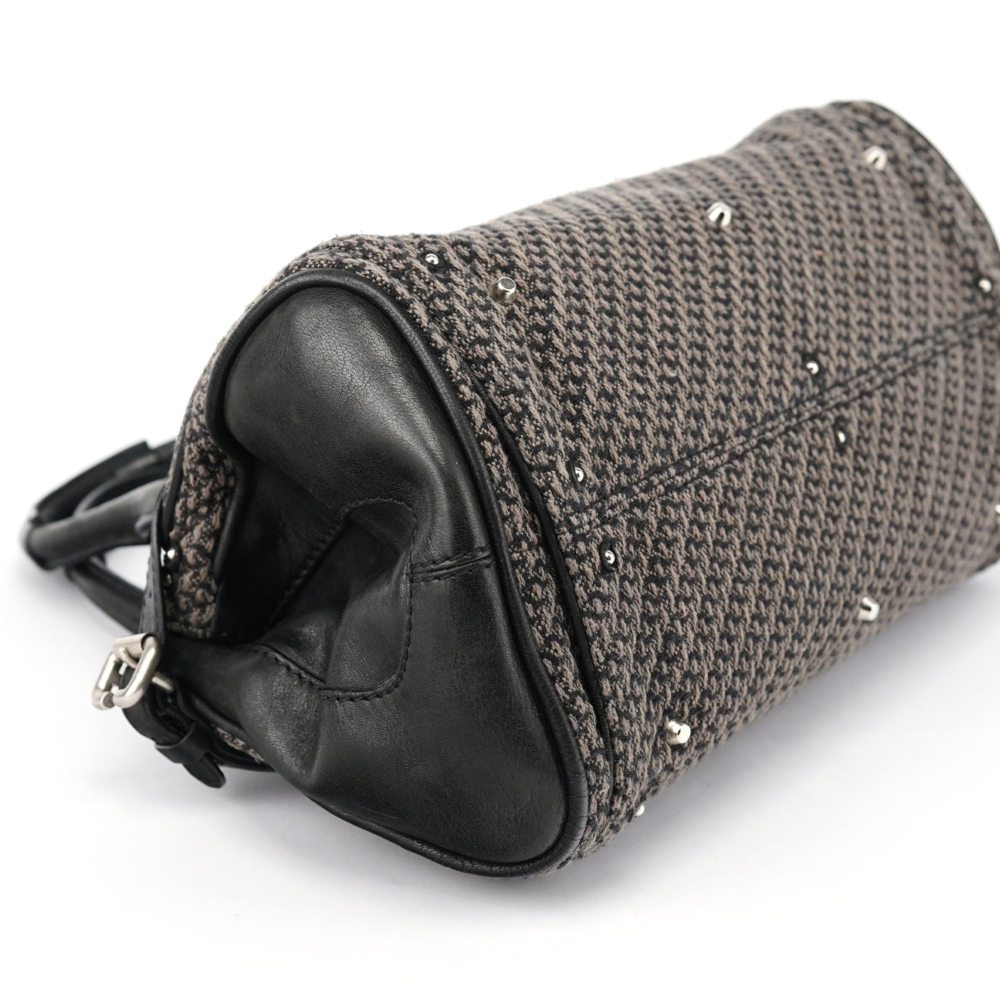 Chloé Black Leather Tweed Paddington Shoulder Bag
