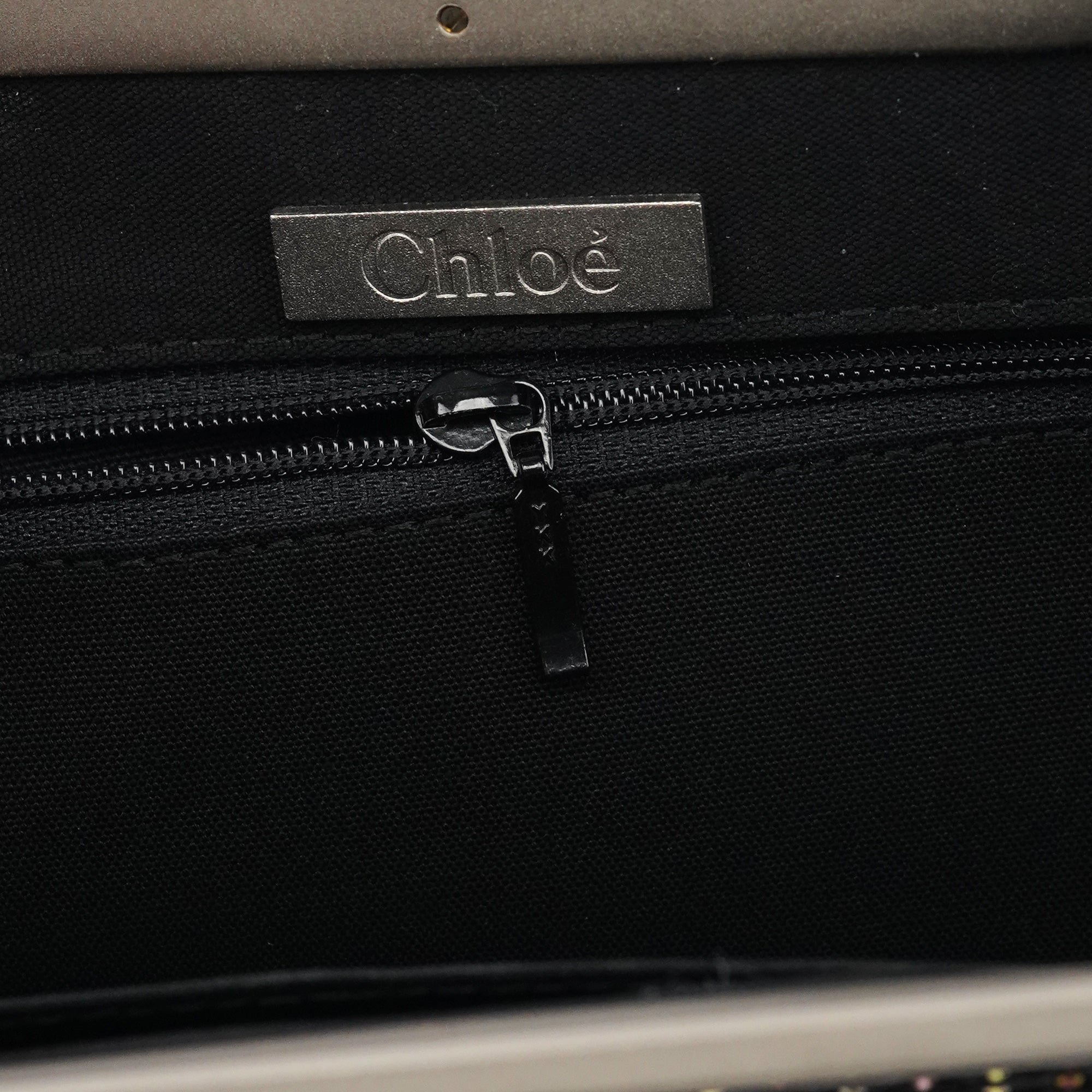 Chloé Black Multicolour Woven Metal Top Handle Bag