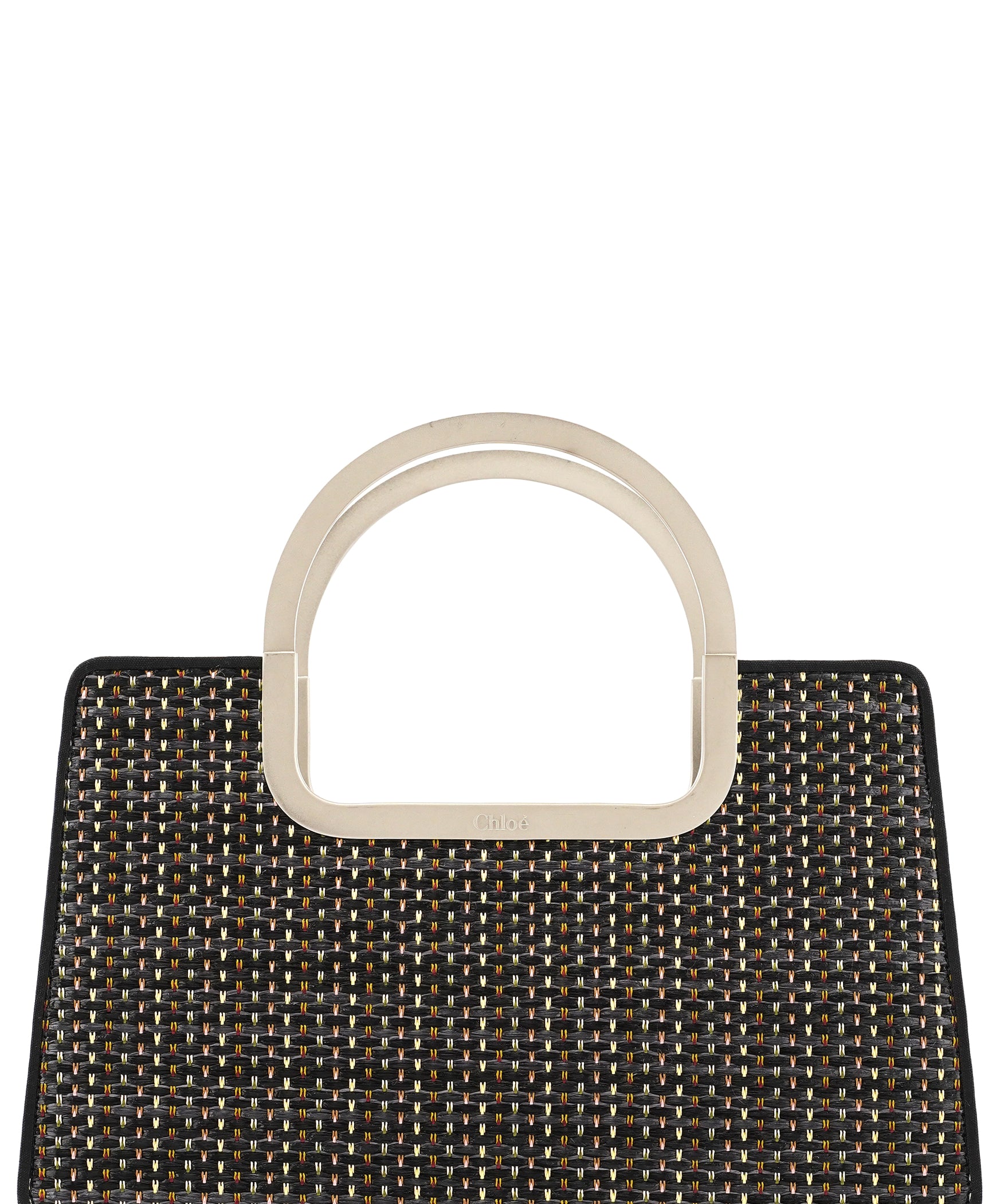 Chloé Black Multicolour Woven Metal Top Handle Bag