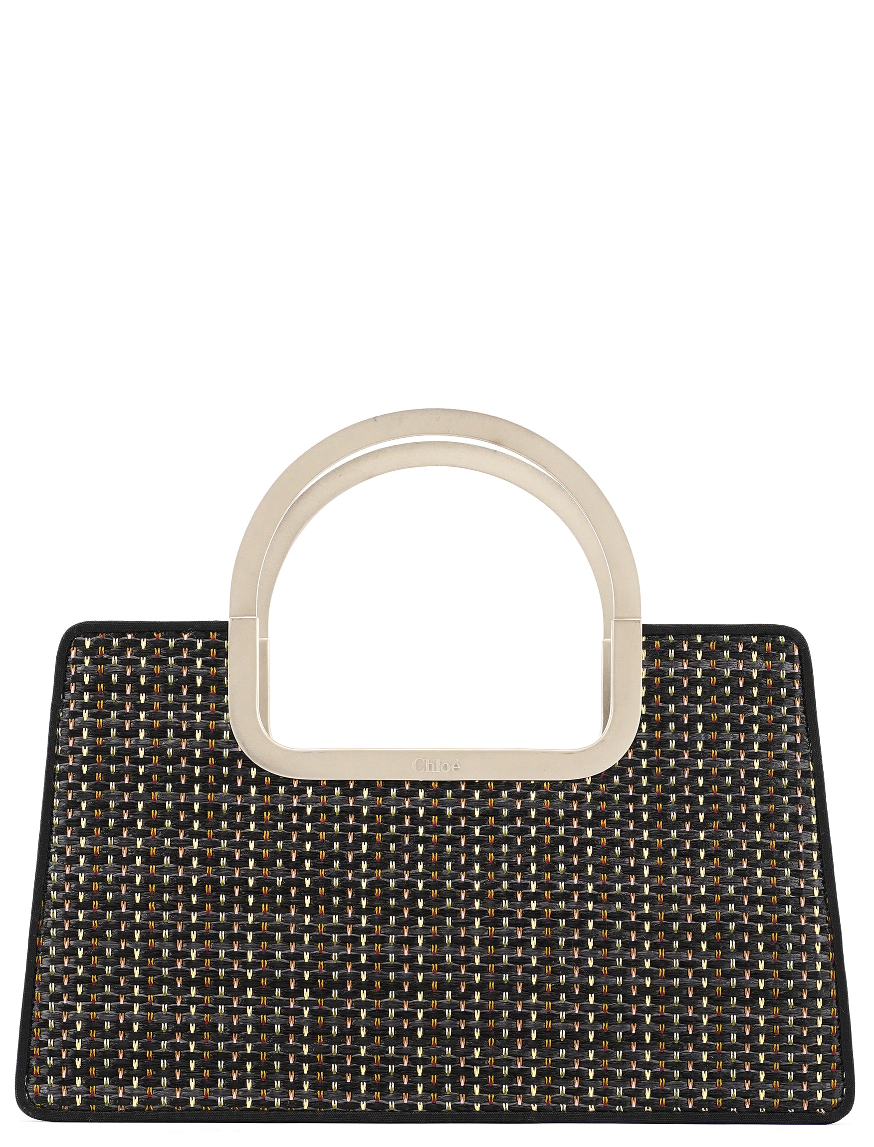 Chloé Black Multicolour Woven Metal Top Handle Bag