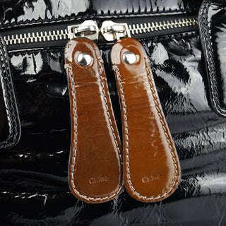Chloé Black Patent Leather Bay Tote Bag