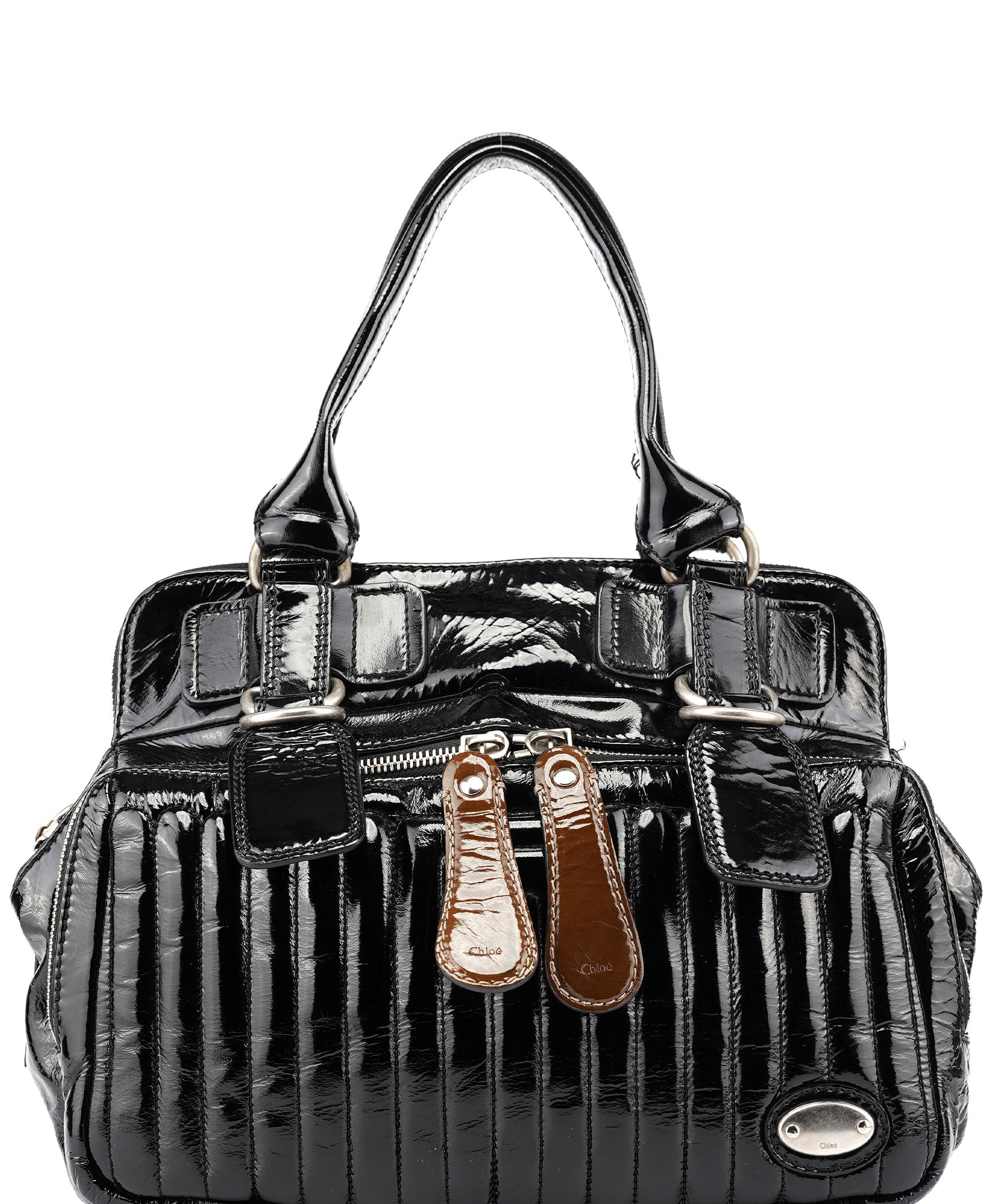 Chloé Black Patent Leather Bay Tote Bag