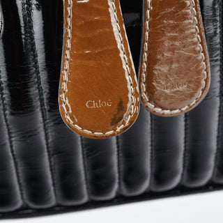 Chloé Black Patent Leather Bay Tote Bag