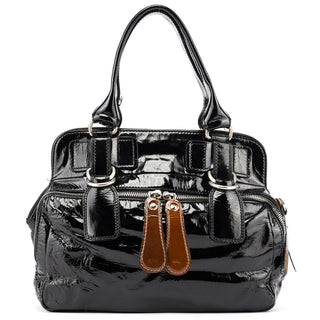 Chloé Black Patent Leather Bay Tote Bag