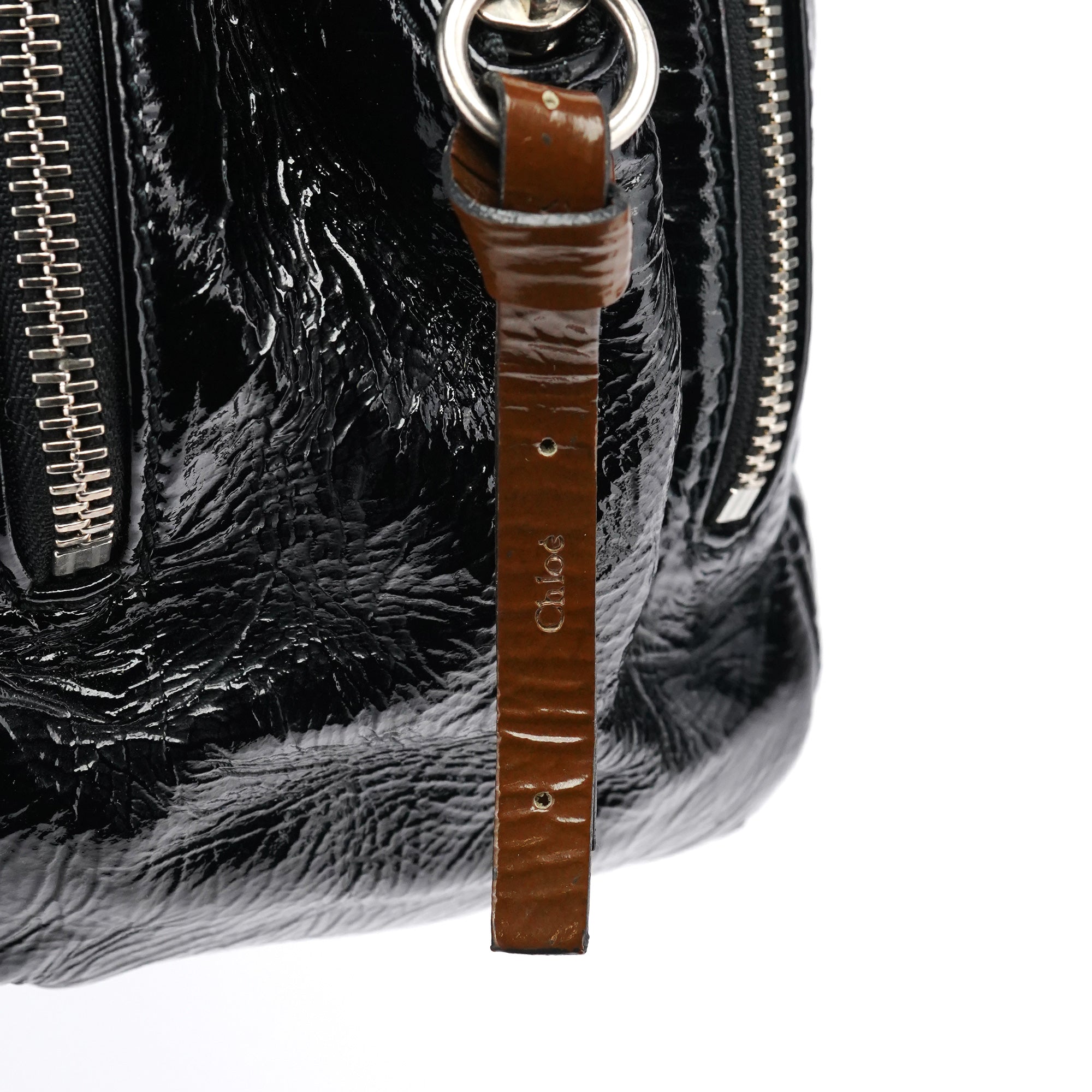 Chloé Sac cabas Bay en cuir verni noir