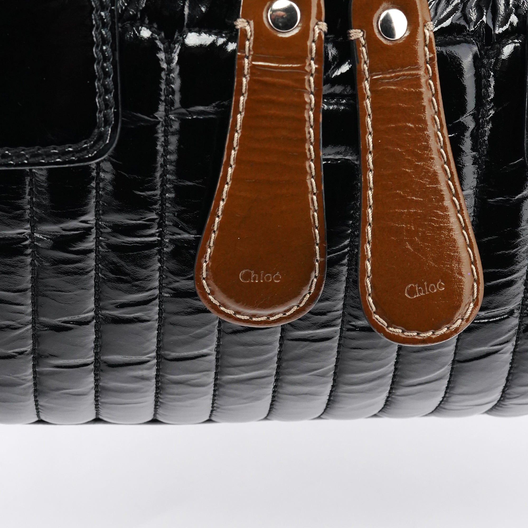 Chloé Sac cabas Bay en cuir verni noir
