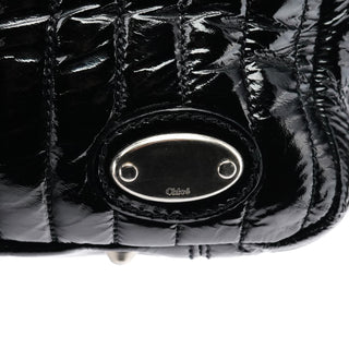 Chloe Black Patent Leather Bay Tote Bag