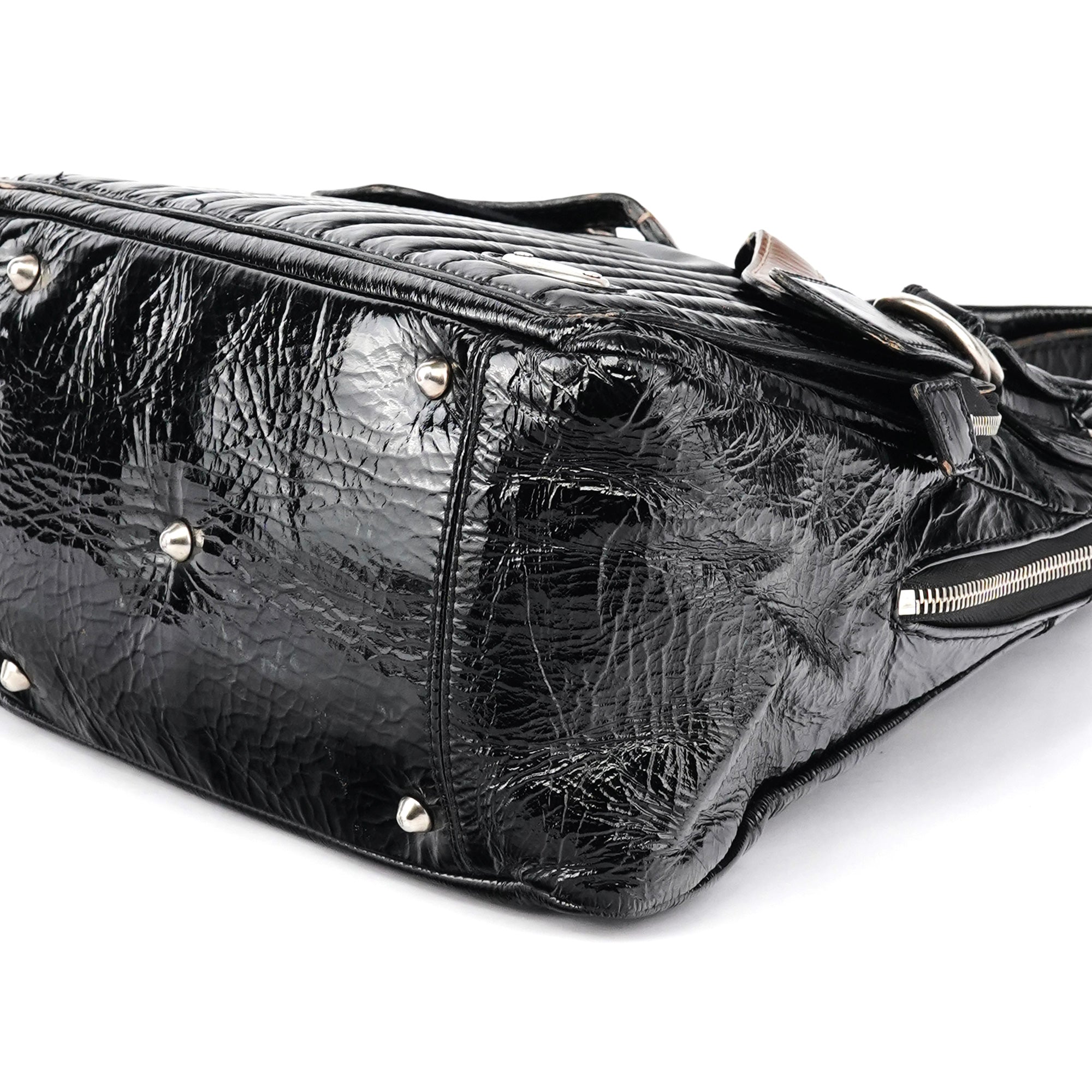 Chloé Sac cabas Bay en cuir verni noir