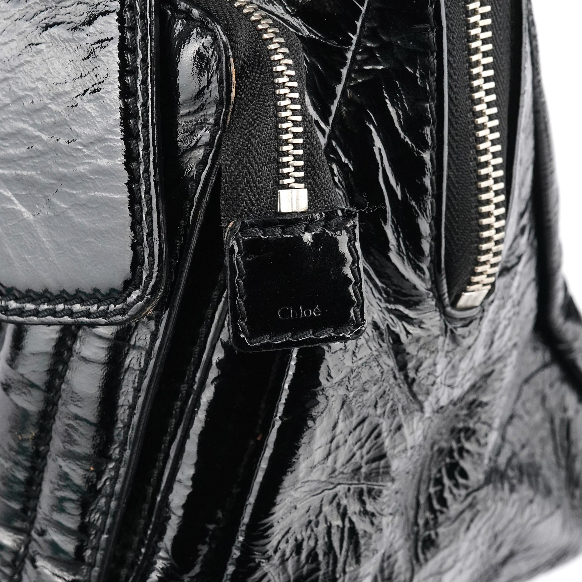 Chloé Sac cabas Bay en cuir verni noir