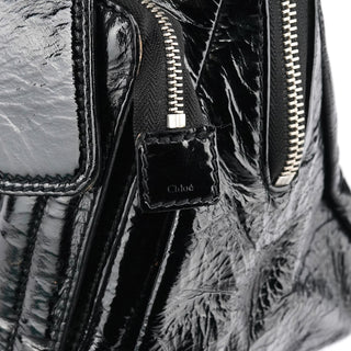 Chloe Black Patent Leather Bay Tote Bag