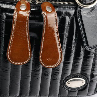 Chloe Black Patent Leather Bay Tote Bag