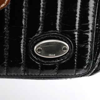 Chloe Black Patent Leather Bay Tote Bag