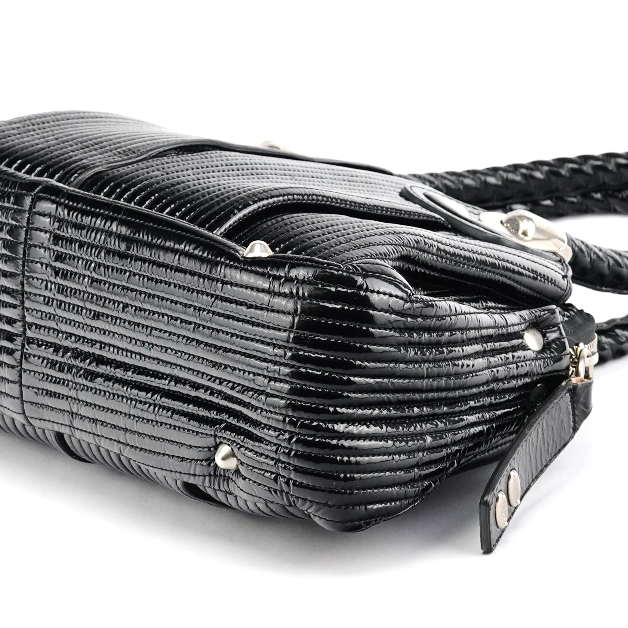 Chloe Black Patent Leather Bay Tote Bag
