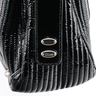 Chloe Black Patent Leather Bay Tote Bag