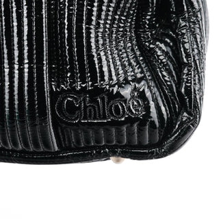 Chloe Black Patent Leather Bay Tote Bag