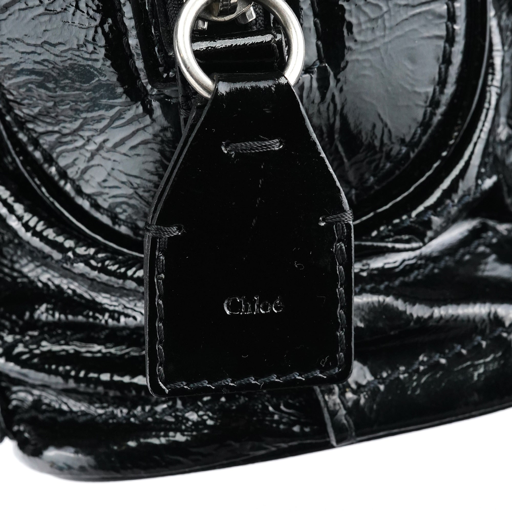 Chloé Sac cabas Betty en cuir verni noir