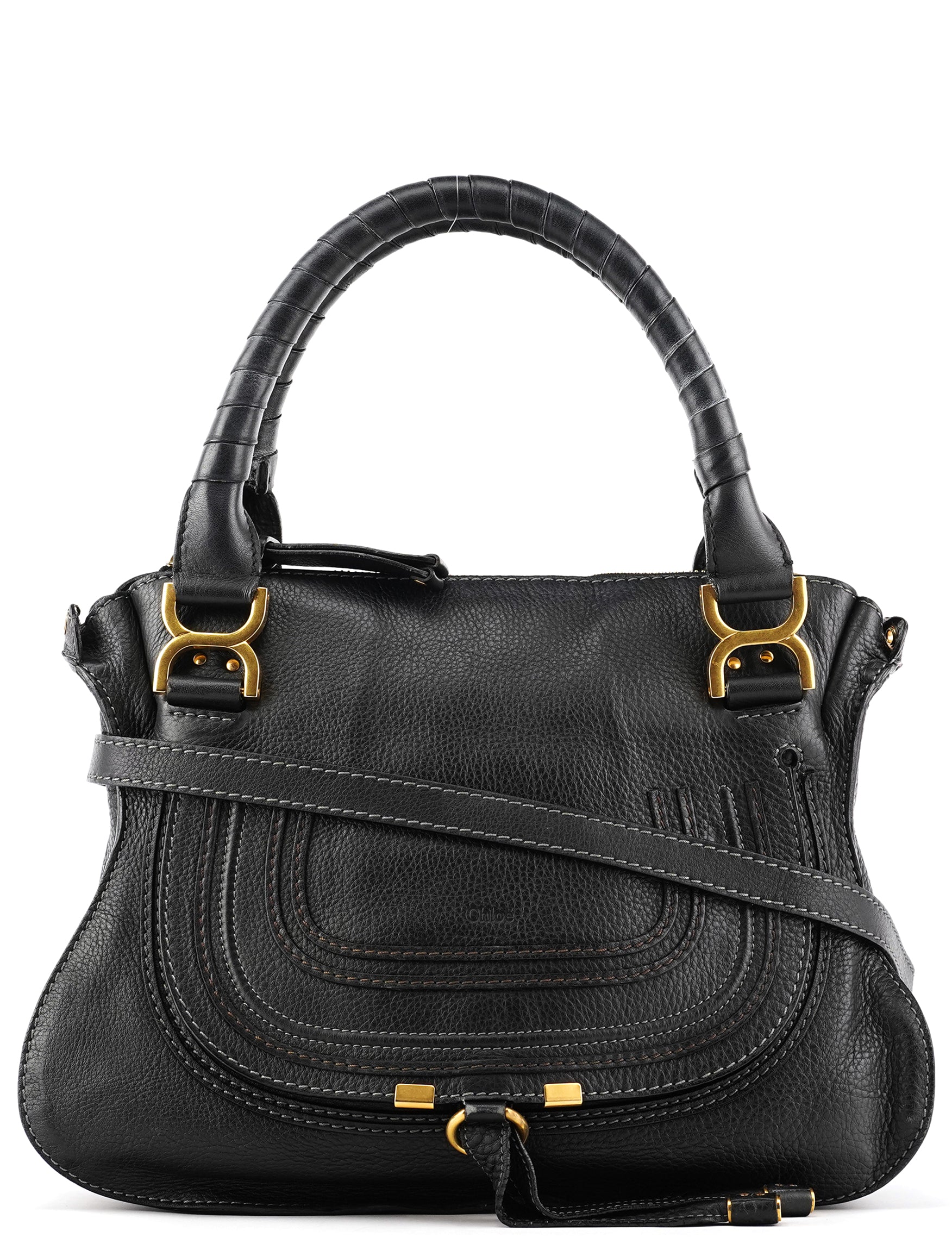 Chloé Black Pebbled Leather Marcie 2-Way Bag
