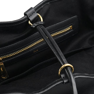 Chloe Black Pebbled Leather Zipper Tote Bag