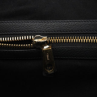 Chloe Black Pebbled Leather Zipper Tote Bag
