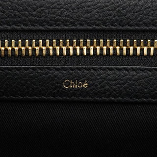 Chloe Black Pebbled Leather Zipper Tote Bag