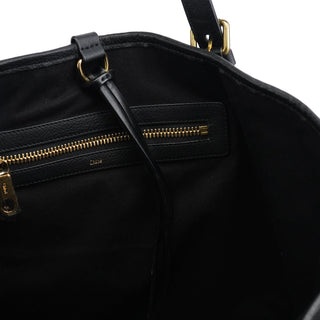 Chloe Black Pebbled Leather Zipper Tote Bag