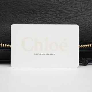 Chloe Black Pebbled Leather Zipper Tote Bag