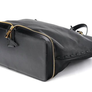 Chloe Black Pebbled Leather Zipper Tote Bag