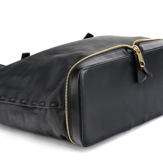 Chloe Black Pebbled Leather Zipper Tote Bag