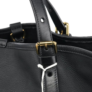 Chloe Black Pebbled Leather Zipper Tote Bag