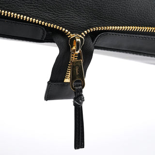 Chloe Black Pebbled Leather Zipper Tote Bag