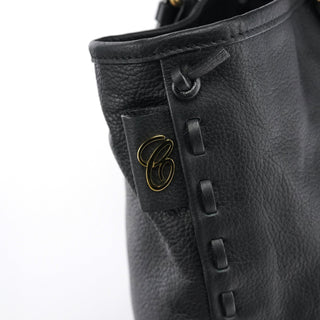 Chloe Black Pebbled Leather Zipper Tote Bag