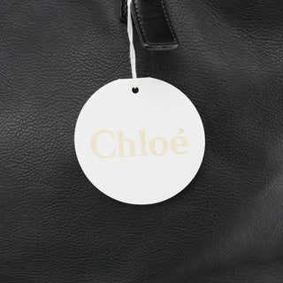 Chloe Black Pebbled Leather Zipper Tote Bag
