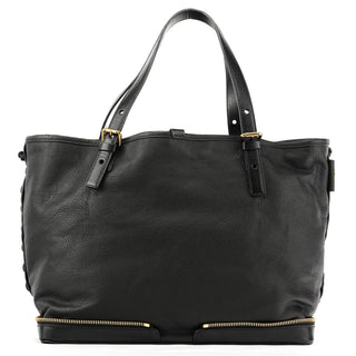 Chloe Black Pebbled Leather Zipper Tote Bag