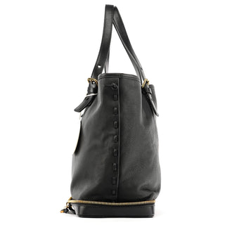 Chloe Black Pebbled Leather Zipper Tote Bag