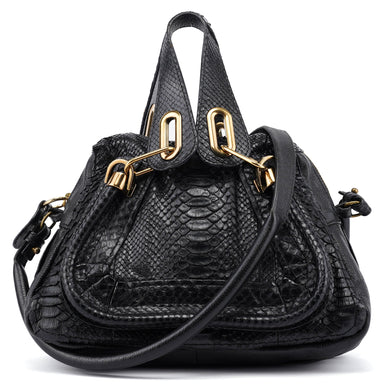 Chloé Black Python Paraty 2-Way Shoulder Bag