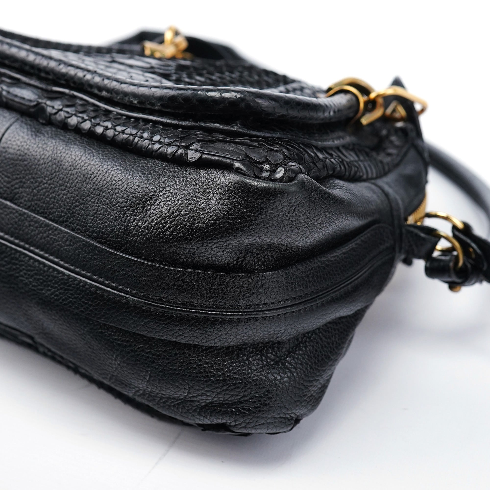 Chloé Black Python Paraty 2-Way Shoulder Bag