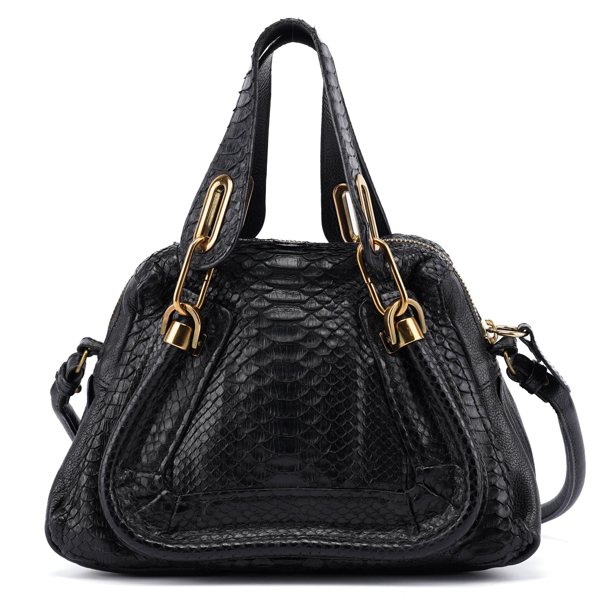 Chloé Sac deux portés Paraty en python noir