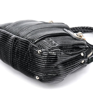 Chloe Black Quilted Patent Leather Bay Tote Bag