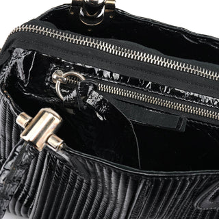Chloe Black Quilted Patent Leather Bay Tote Bag