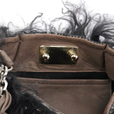 Chloé Borsa a spalla in shearling nero con decorazioni e catena