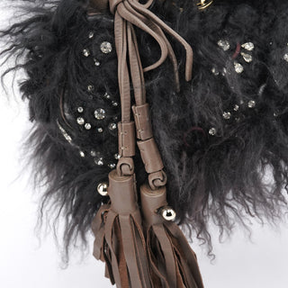 Chloe Black Shearling Embellished Chain Shoulder Bag