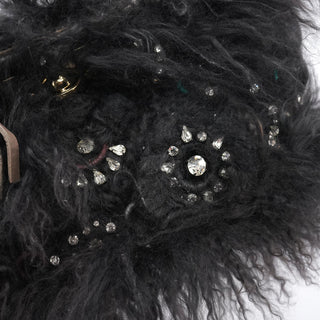 Chloe Black Shearling Embellished Chain Shoulder Bag