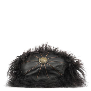 Chloe Black Shearling Embellished Chain Shoulder Bag