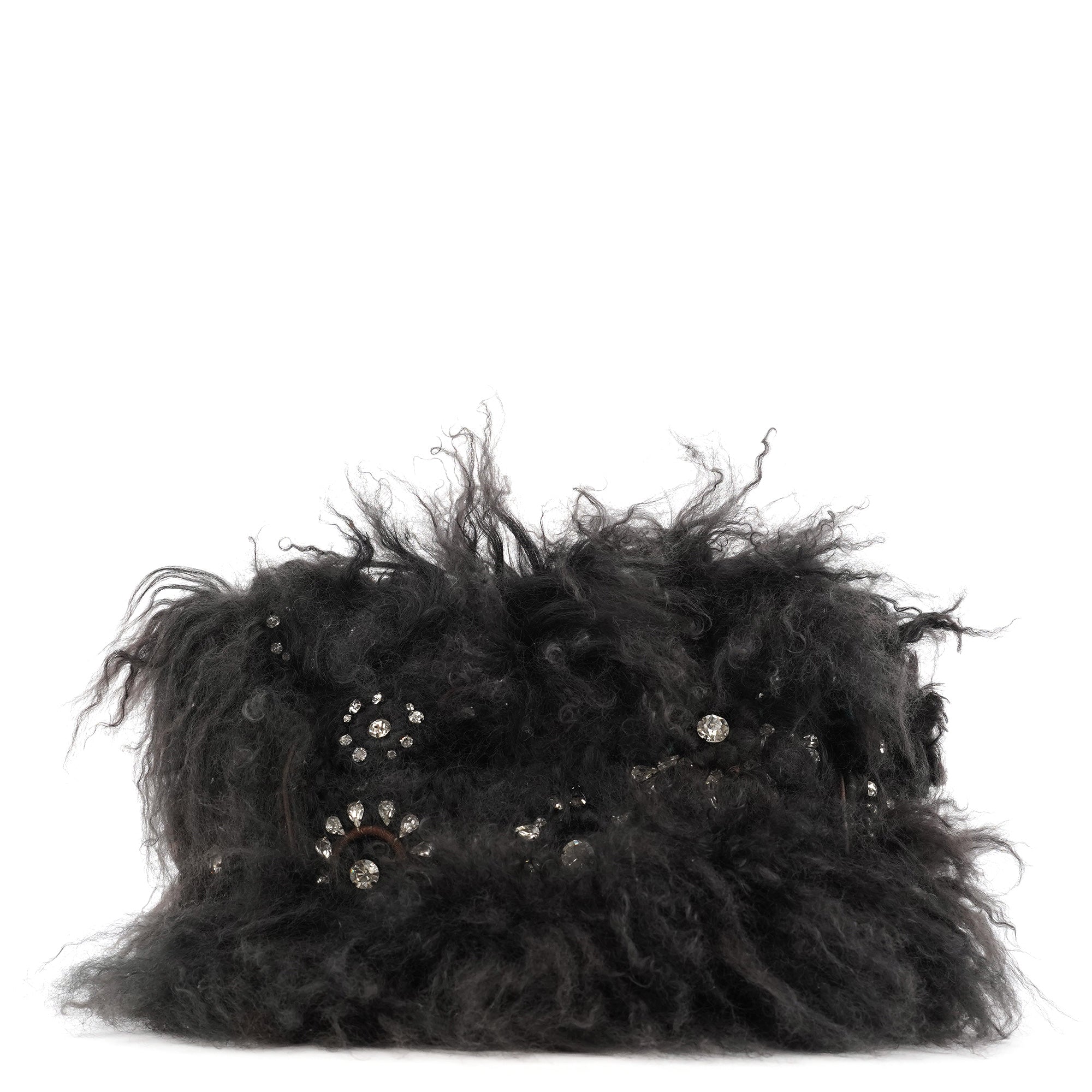 Chloé Borsa a spalla in shearling nero con decorazioni e catena
