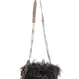 Chloé Borsa a spalla in shearling nero con decorazioni e catena
