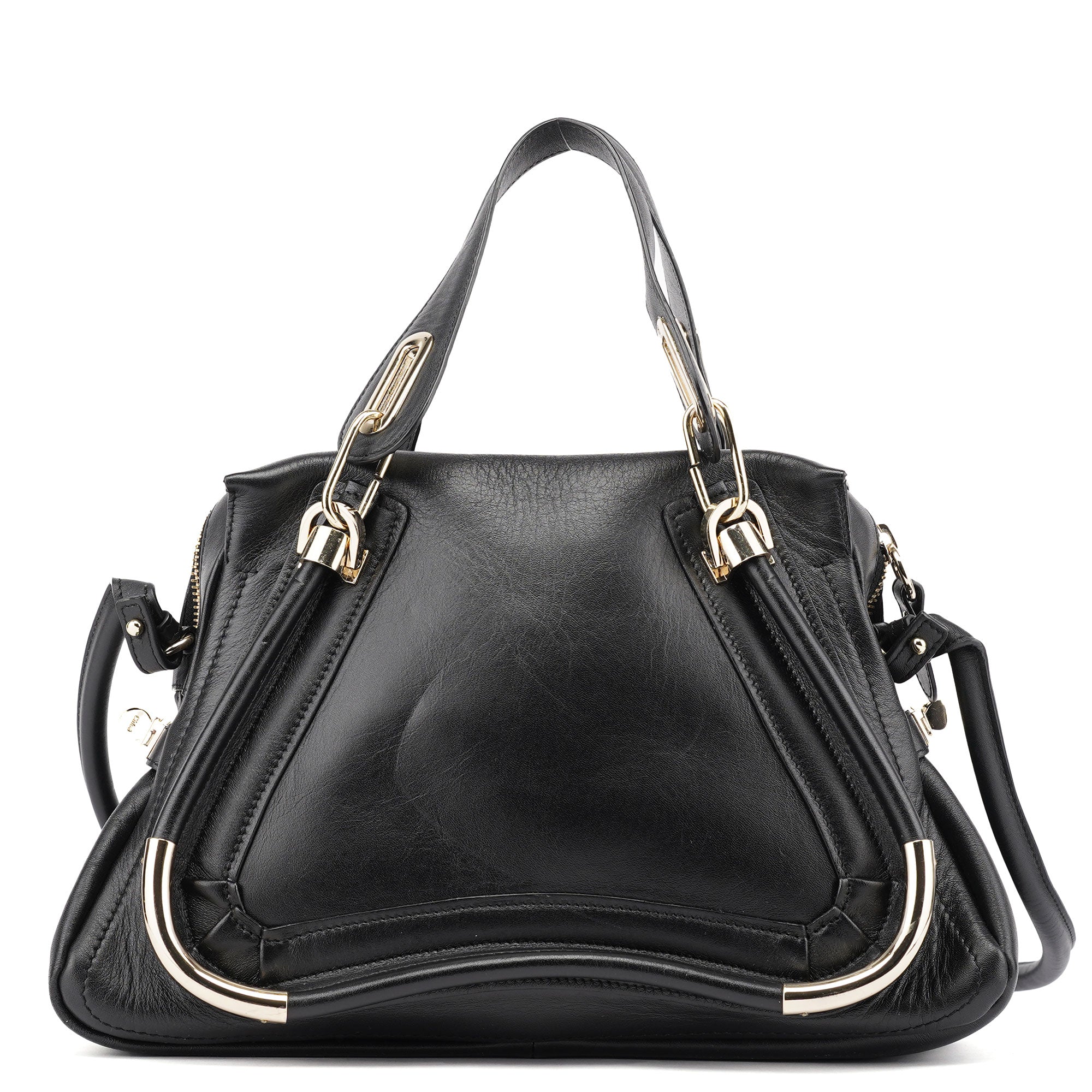 Chloé Black Silver Calfskin Paraty 2-Way Shoulder Bag