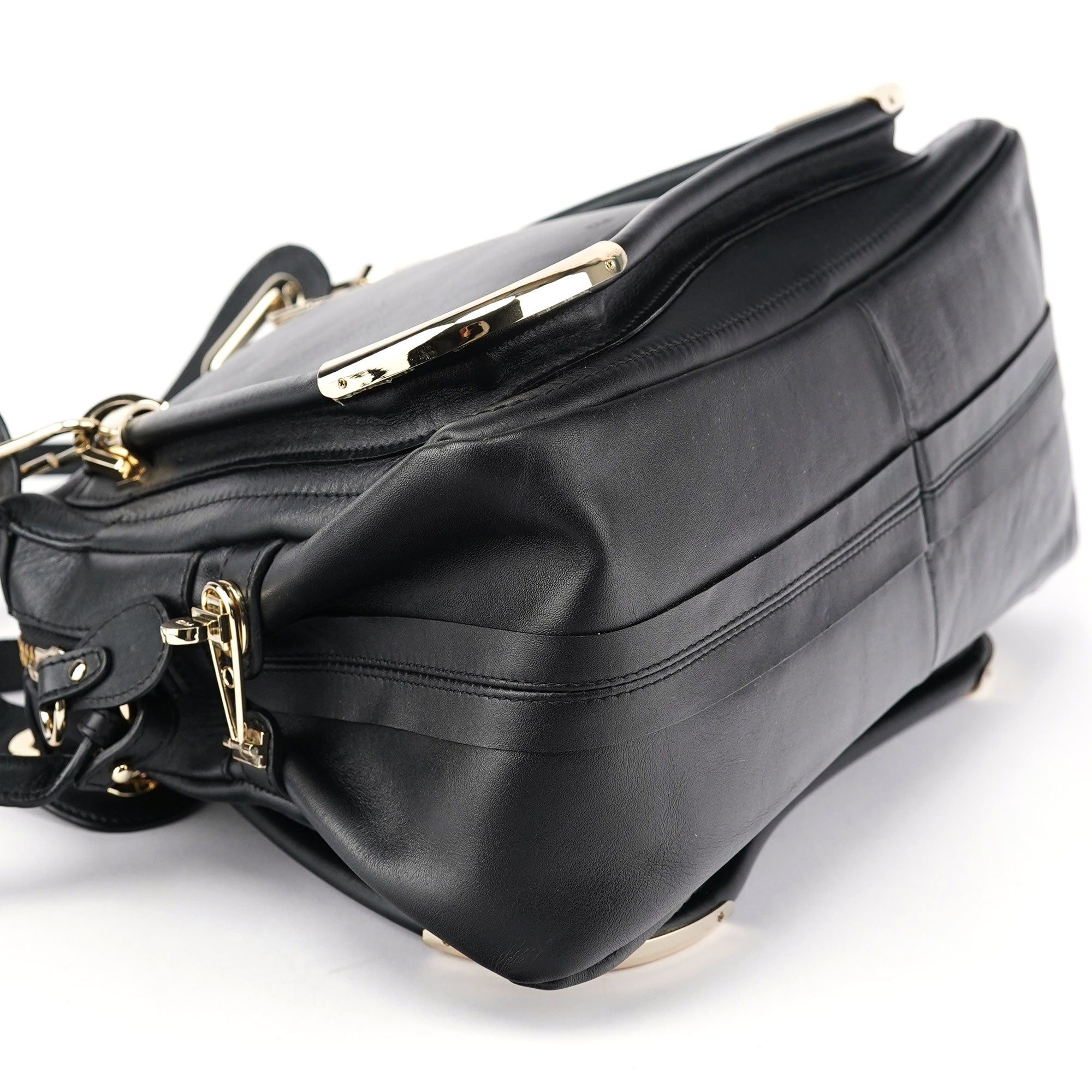 Chloé Black Silver Calfskin Paraty 2-Way Shoulder Bag