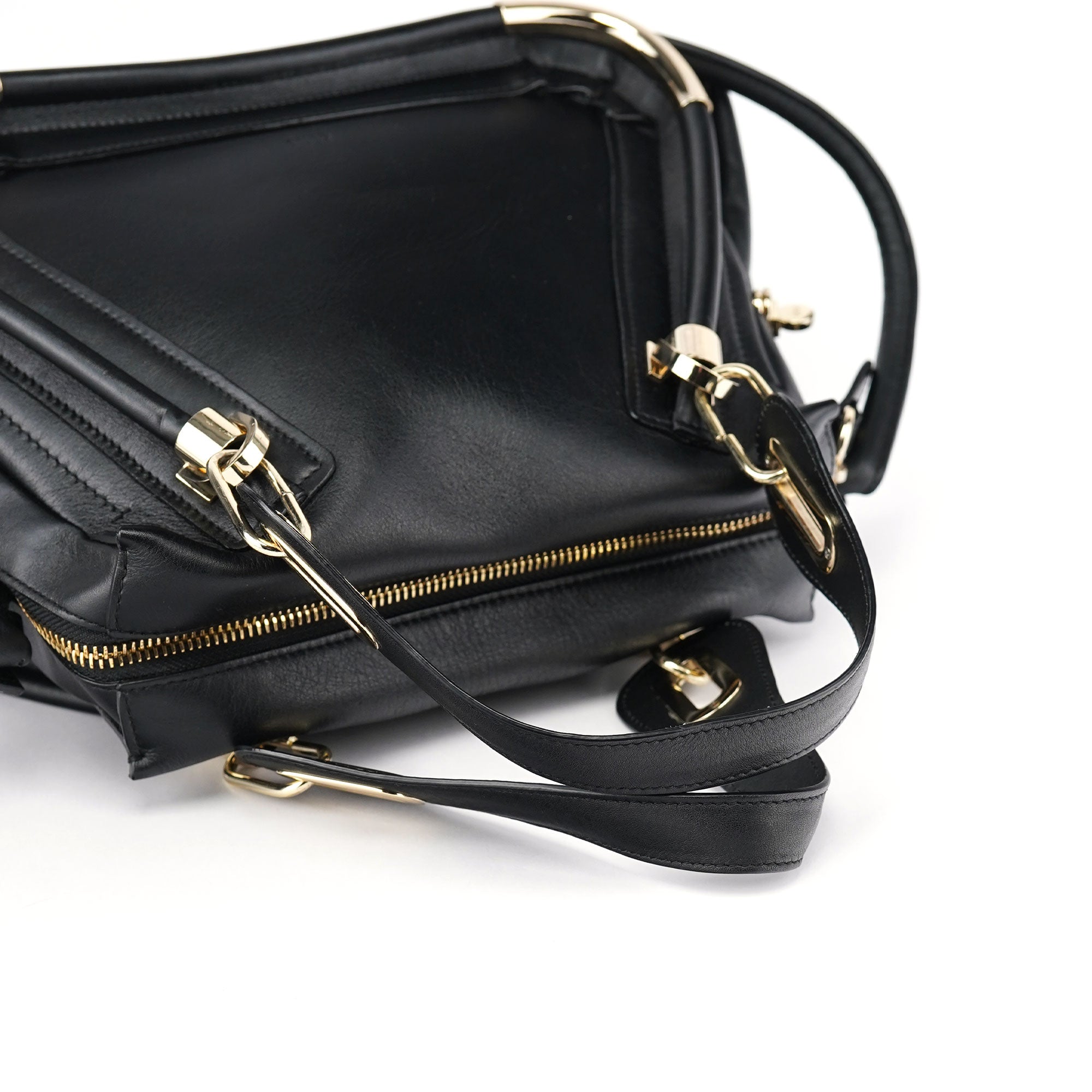 Chloé Black Silver Calfskin Paraty 2-Way Shoulder Bag